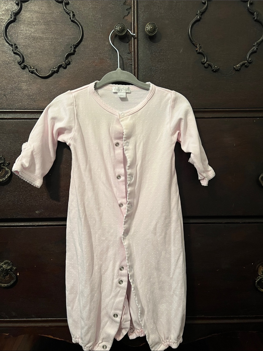 Kissy Kissy Pink With White Polka Dots Baby Convertible Sleep Gown Pajamas